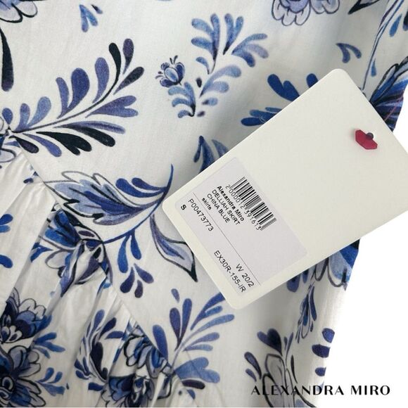 ALEXANDRA MIRO **NWT** Delliah China Blue Floral Print Cotton Skirt -my Theresa - Picture 8 of 10